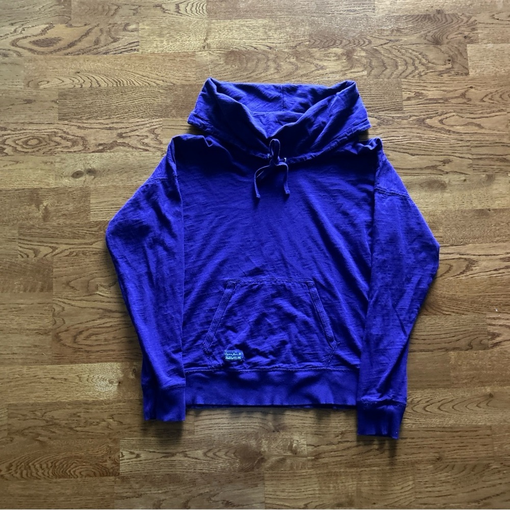 Ralph Lauren Women Kanga Pocket Shirt Top Purple Long Sleeve M Cowl TurtleNeck